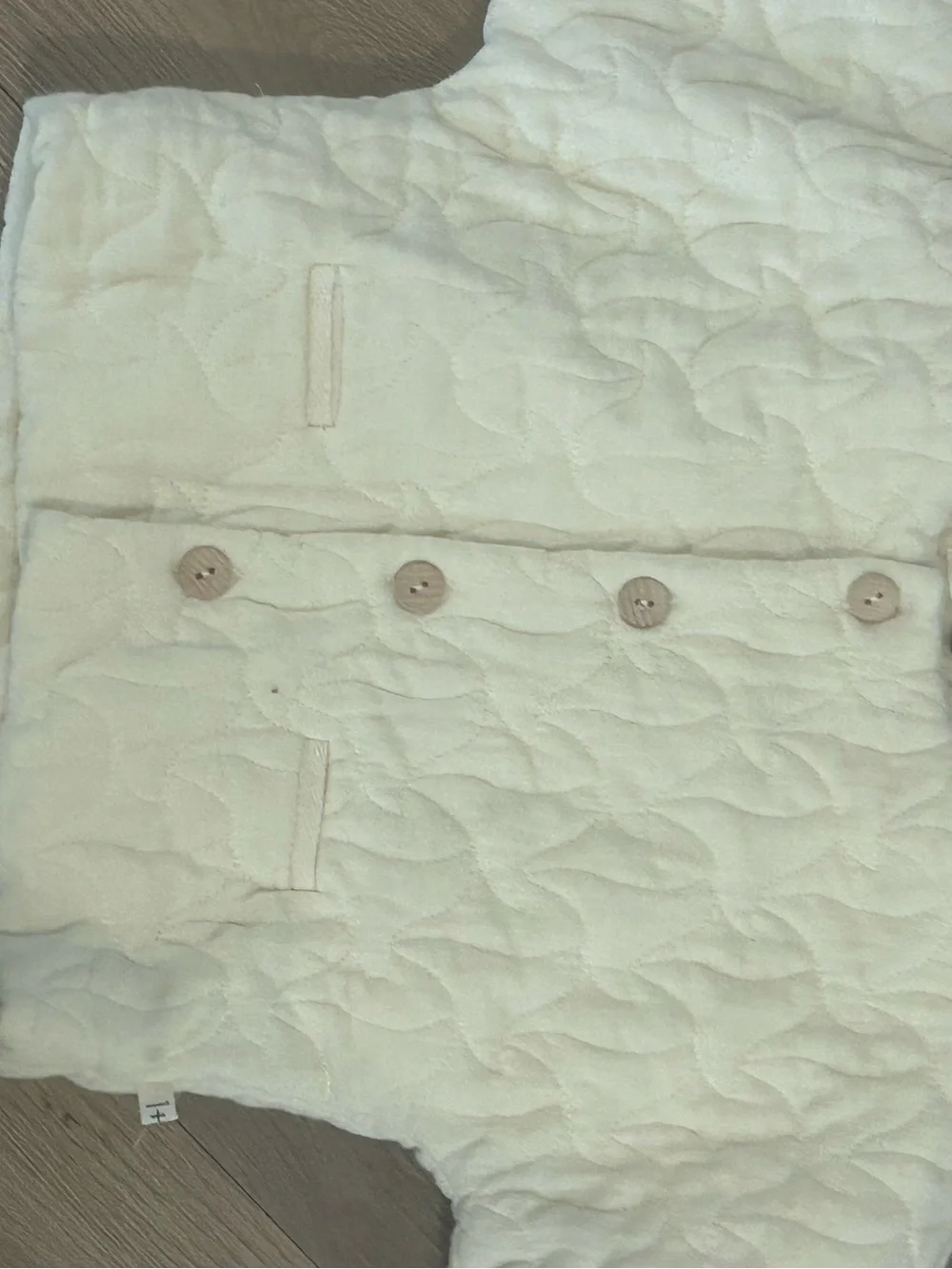 Cream Quilted Button-Front baby jacket